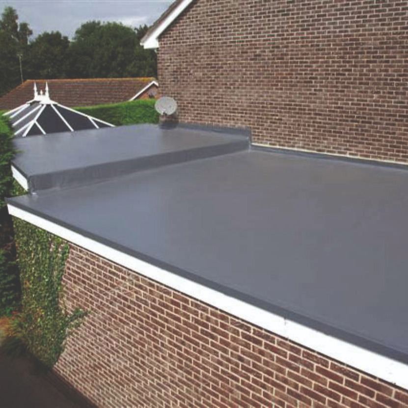 Grey fibreglass flat roof