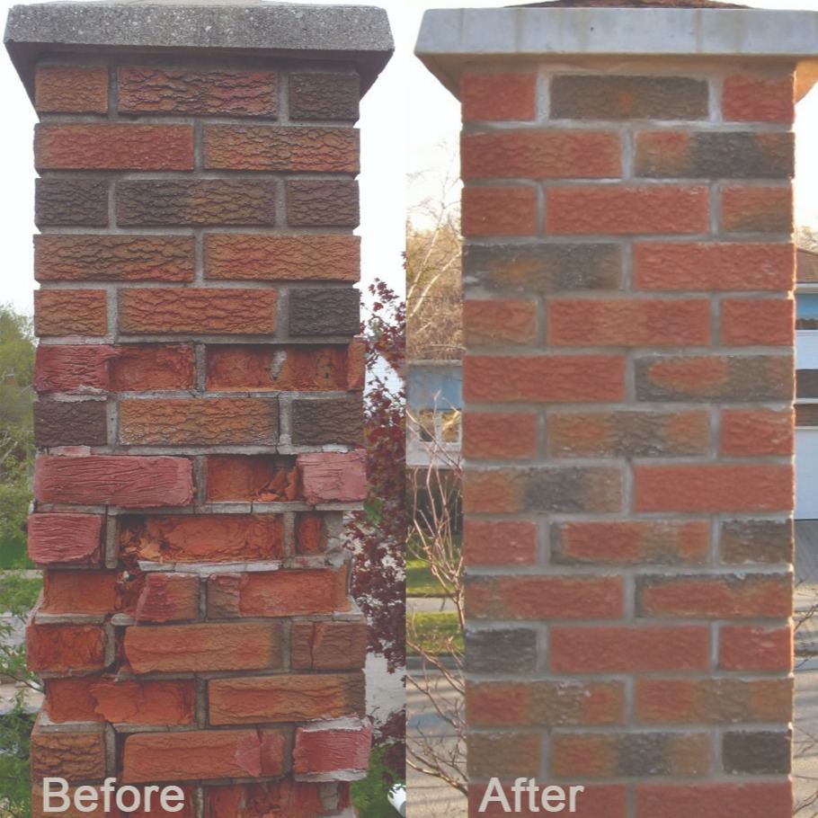 Chimney repointing before and after